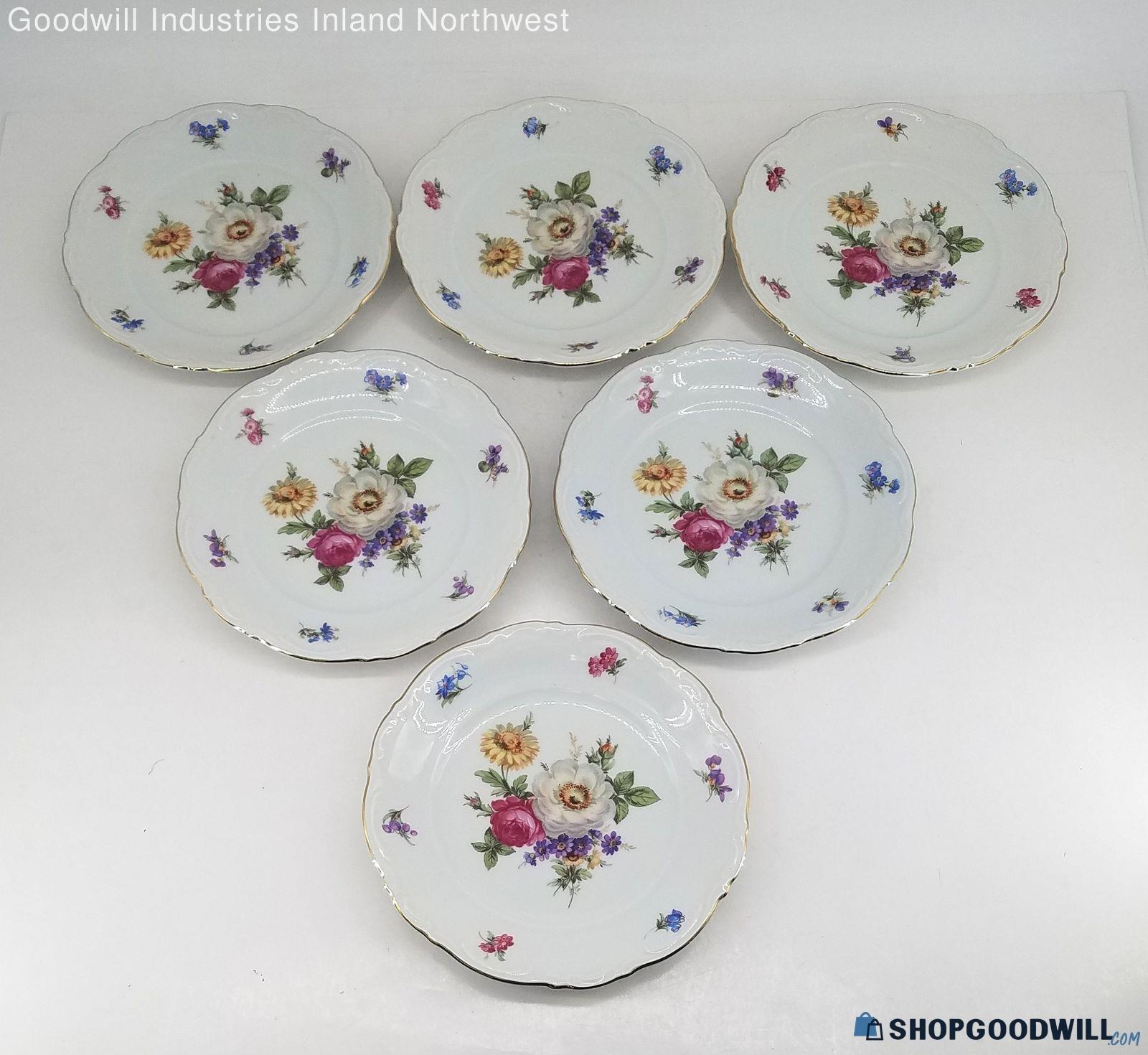 Vintage Mitterteich Bavaria Set Of 6 White & Colorful Floral Pattern 8 ...