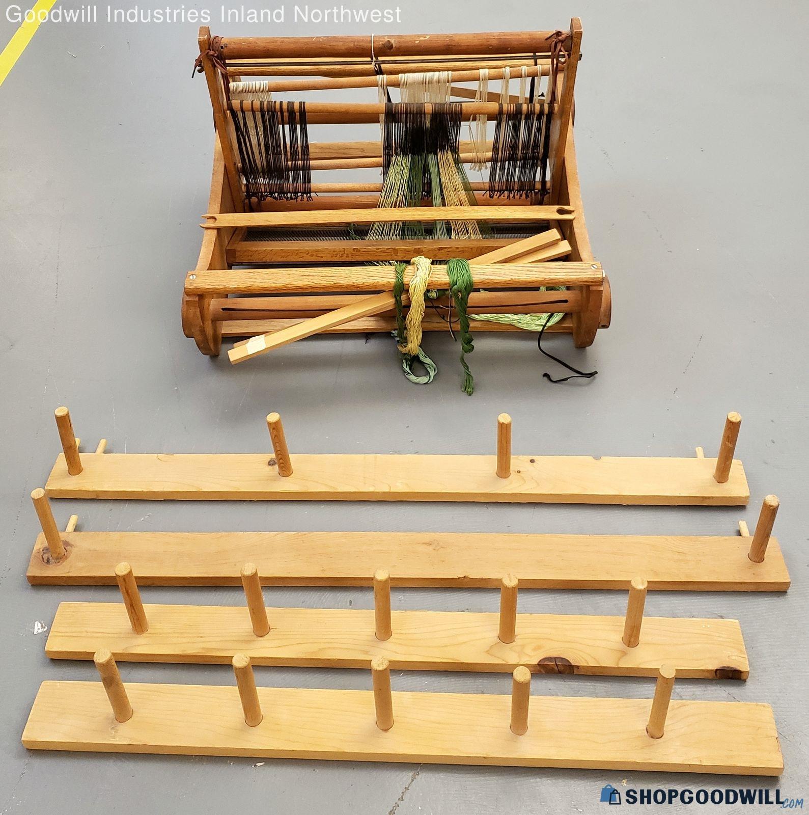 Vintage Solid Wood Loom With Accessories