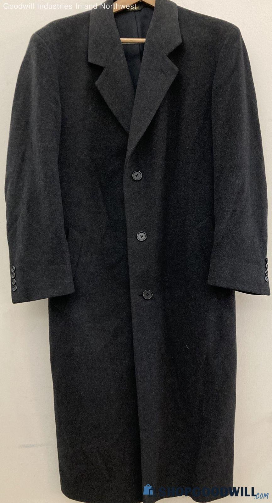 Men's Tony Loro Piana & C. Italy Grey 100% Superfine Lambswool Overcoat ...