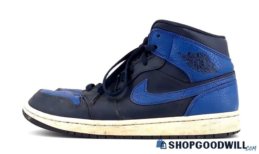 Men's Nike Jordan 1 Mid 554724-412 Obsidian Game Royal Sneakers Size 10 ...