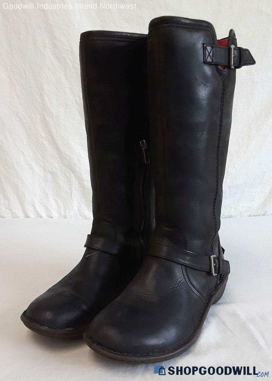 Women's UGG Black Soft Leather Tupelo Tall Riding 1003335 Knee High ...