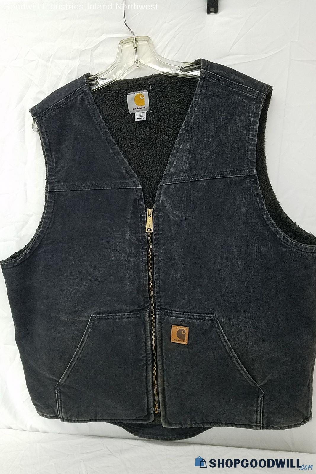 Used Men's Carhartt Black Denim Vest Size Xl Tall | ShopGoodwill.com