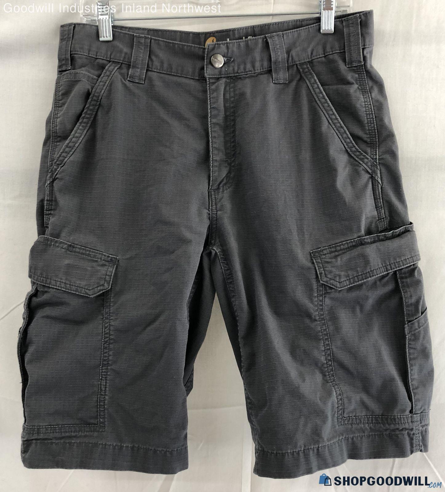 Men S Carhartt Force Dark Gray Relaxed Fit Broxton Cargo Shorts Size Shopgoodwill Com