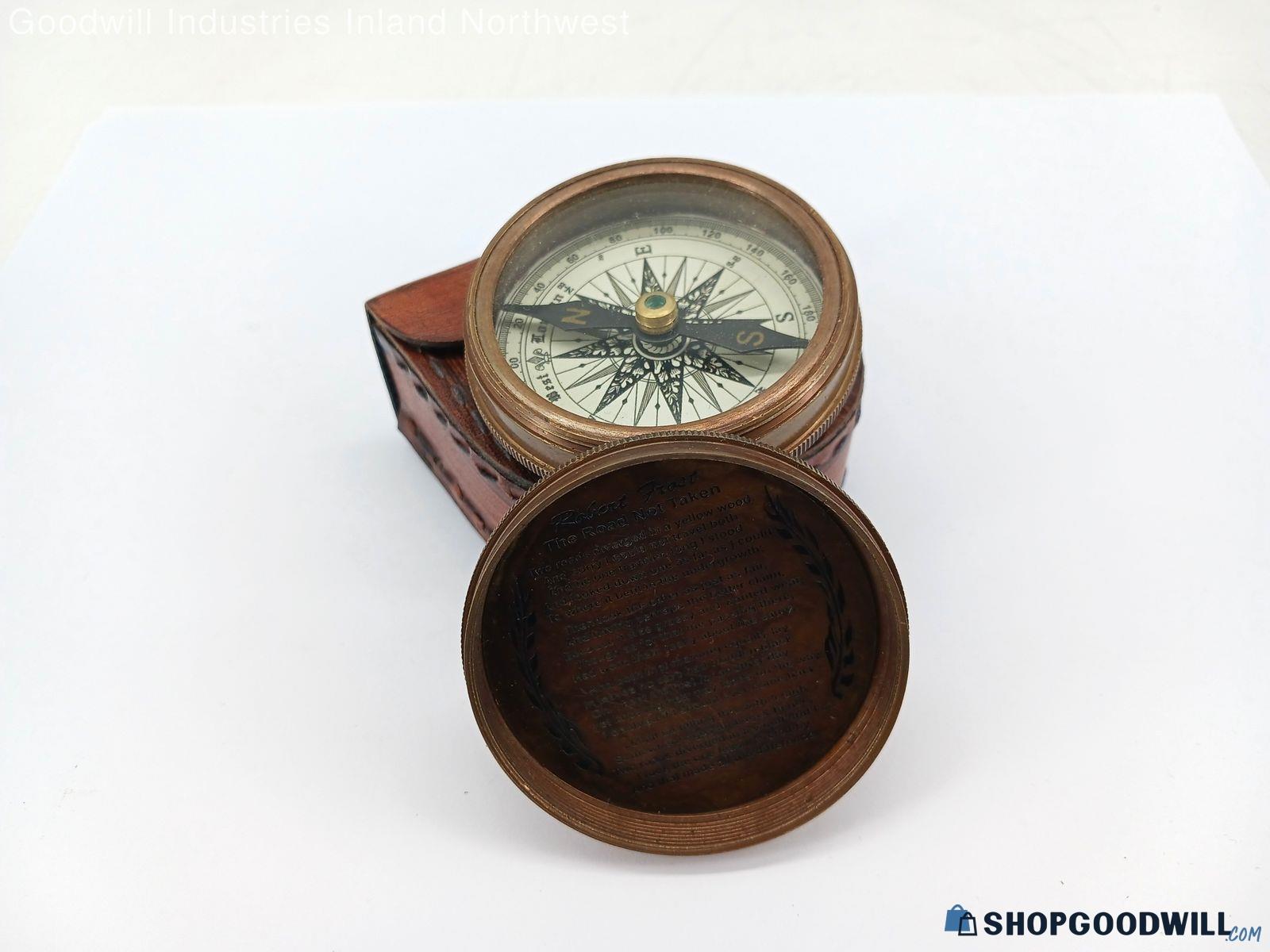 West London 1885 Compass Replica Robert Frost Poem Antiqued Brass W ...