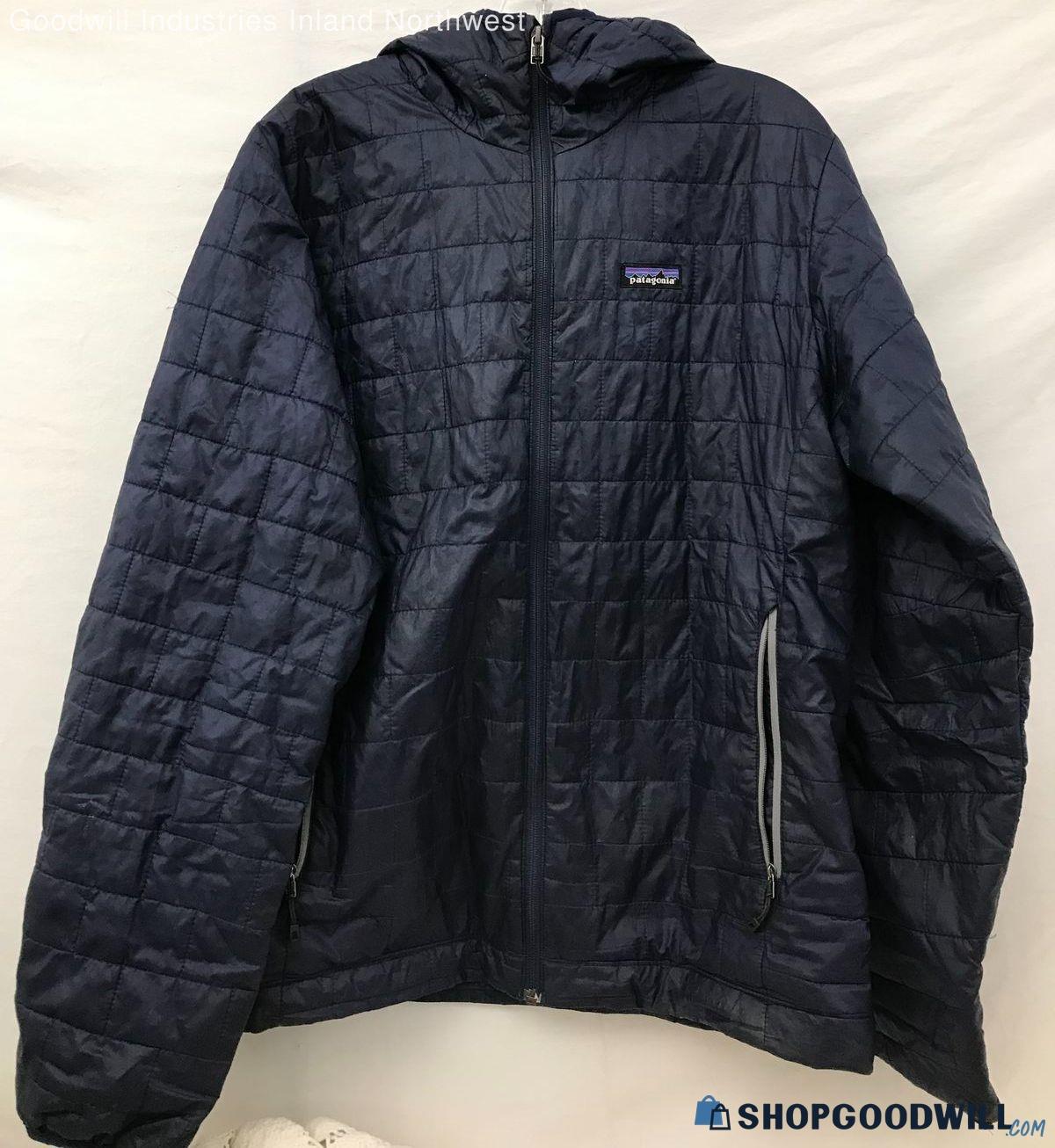 Men's Patagonia Nano Puff Quilted Navy Blue Polyester Jacket Size L ...