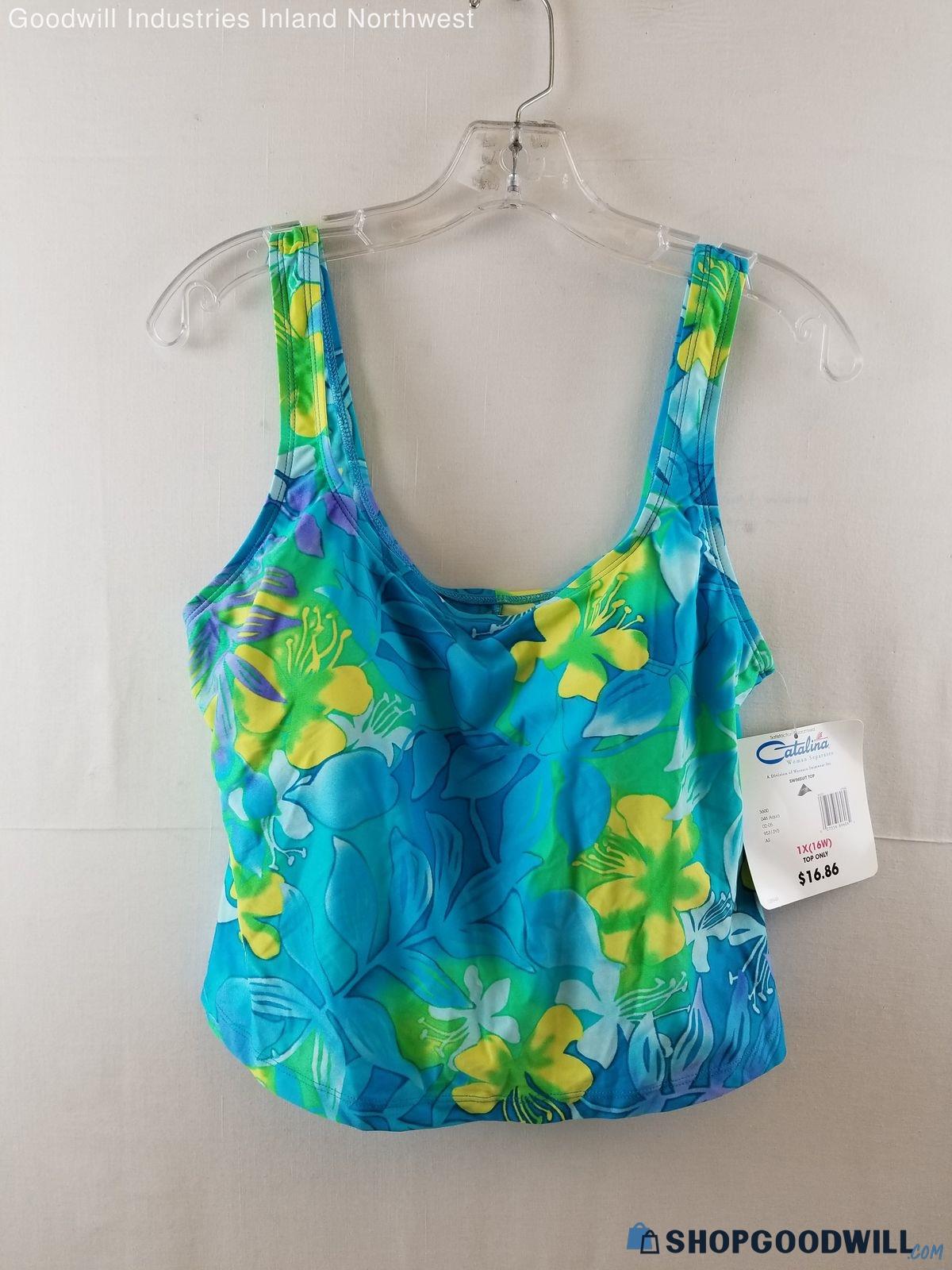 Women's CATALINA SWIM WEAR NWT BLUE'S GREENS Sport Swimsuit Size 1X (16 ...