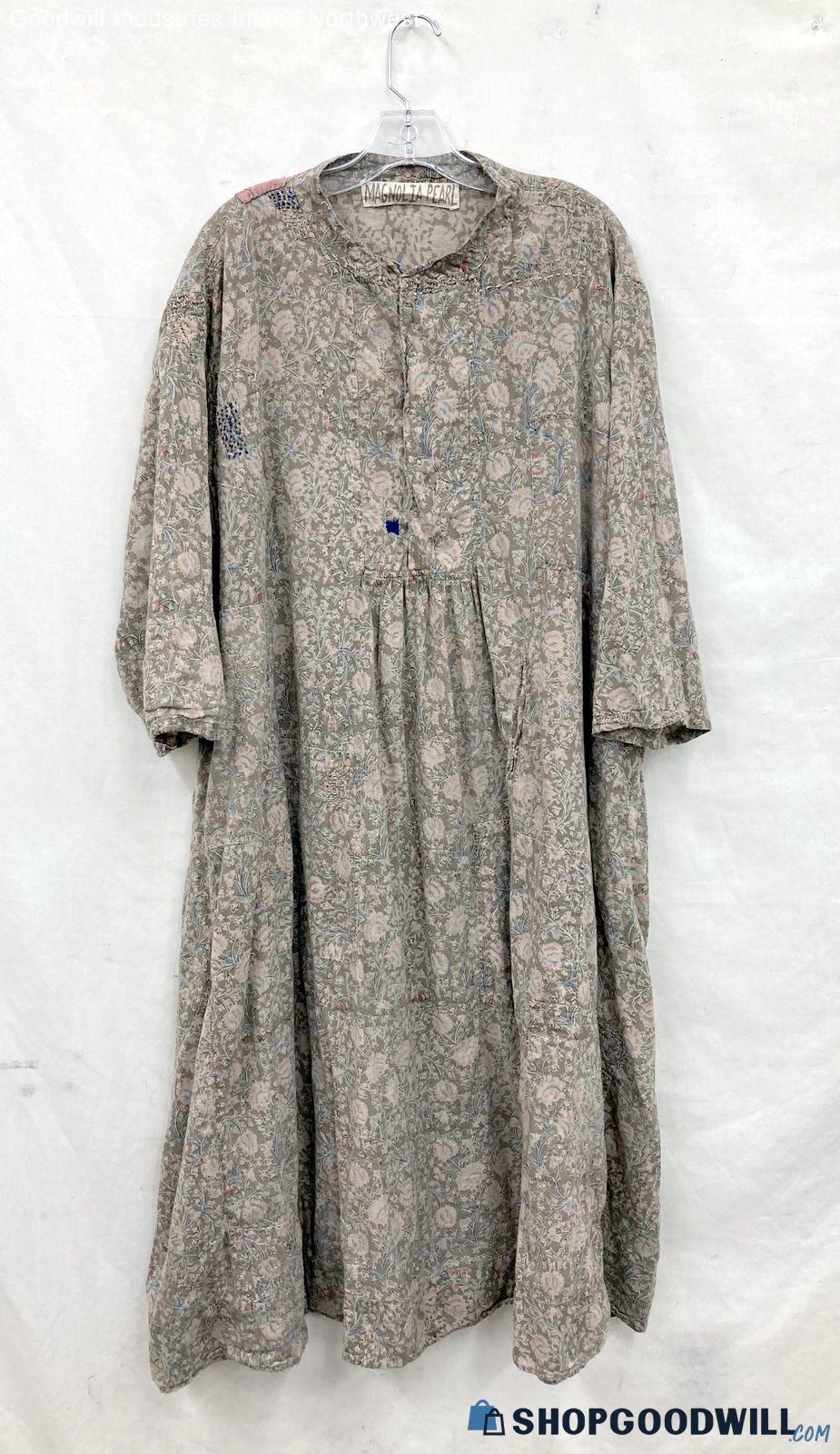 Women's Magnolia Pearl Silke Brown Floral 100% Cotton Boho Maxi Dress ...