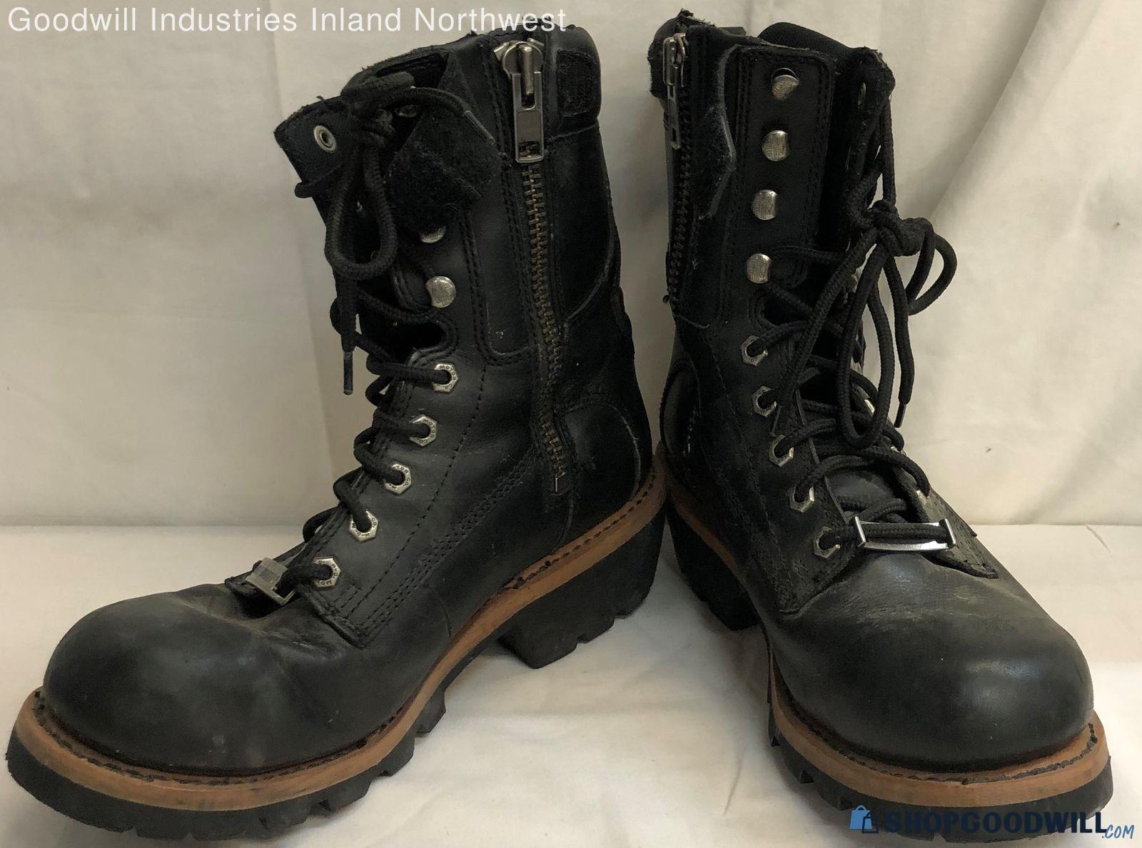 Harley-Davidson Black Tyson Black Mid Cut Boot leather Motorcycle Boots ...