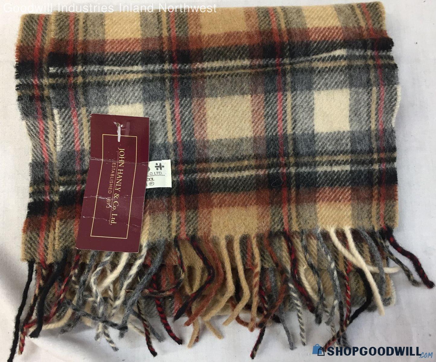 Unisex John Hanley & Co. Woven in Ireland Plaid Rust Colors Scarf 100% ...