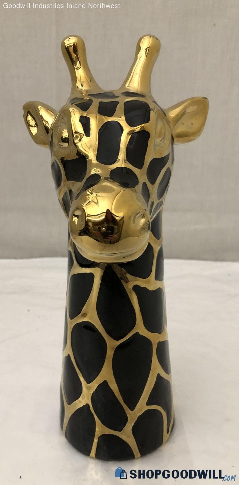 Modern Gold & Black Giraffe Head Figurine Statue Mantle Decor ...