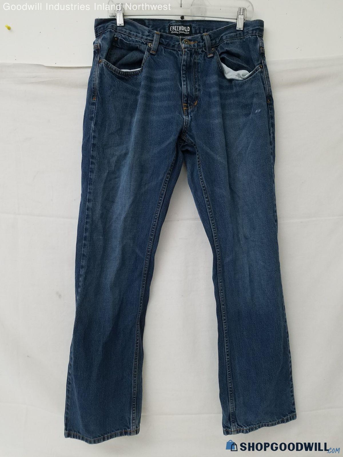 Women's Freeworld Quality Construction Garage Blue Denim Jeans Size 32 ...