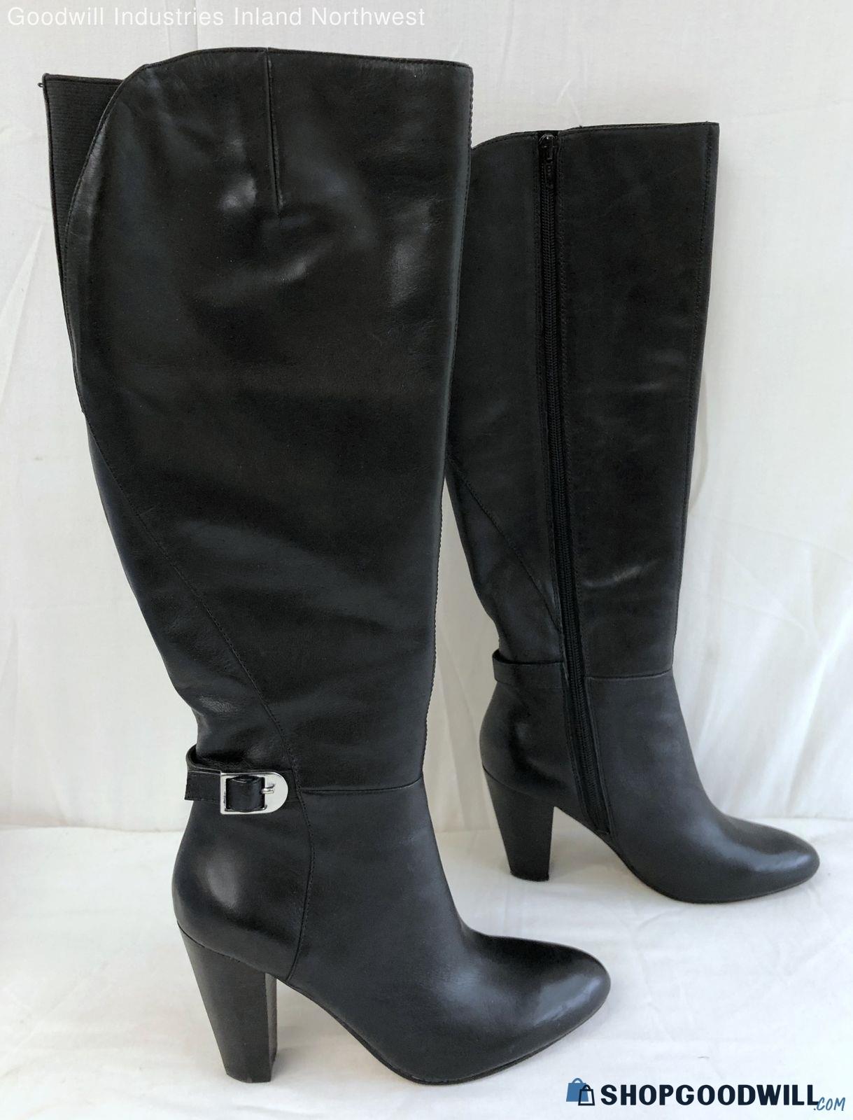 Iob Women's Marc Fisher Shayna Black Leather Knee-high 3.5