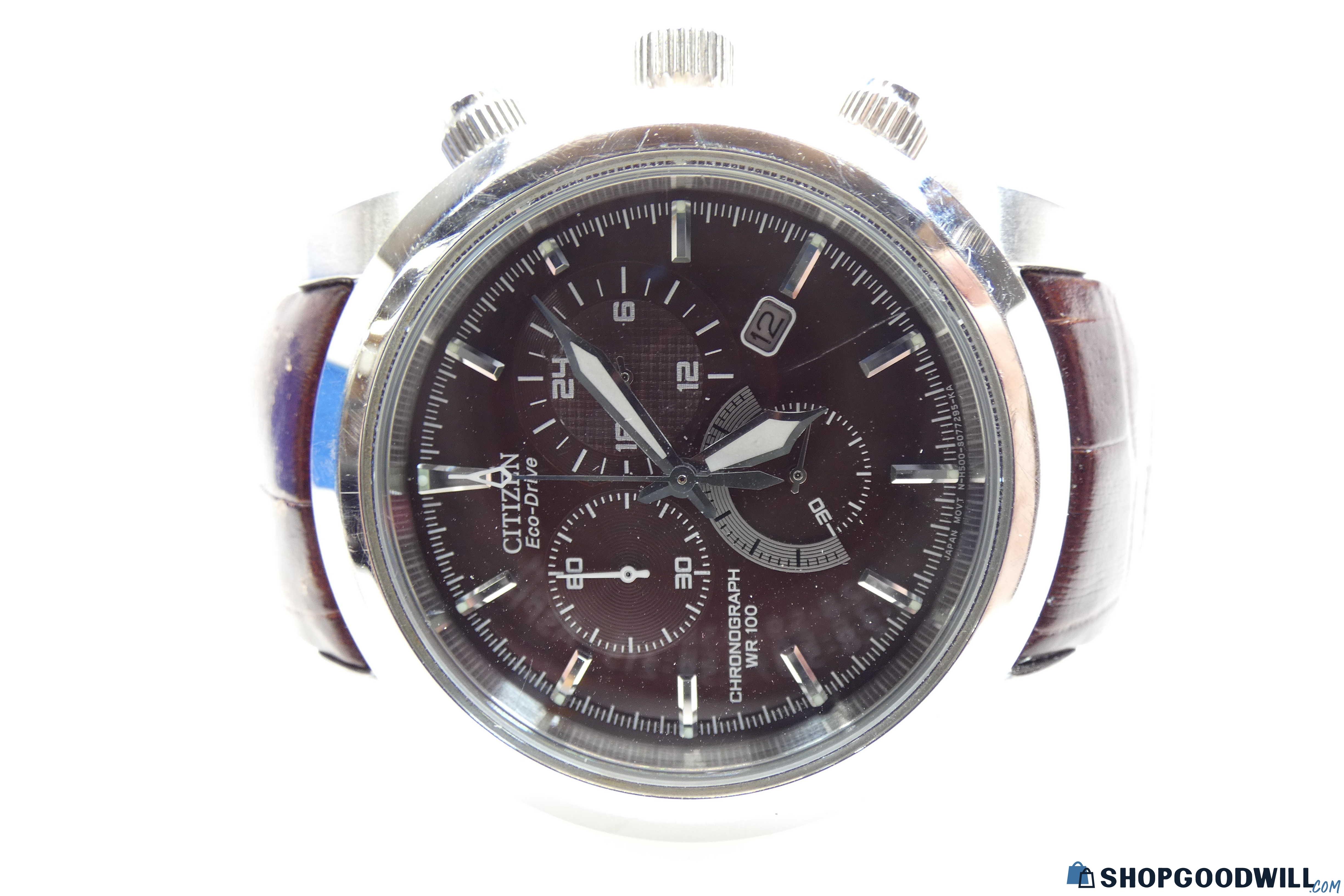 Citizen Eco-Drive Chronograph Stainless Steel Watch 8 1/2'' 76.8g ...