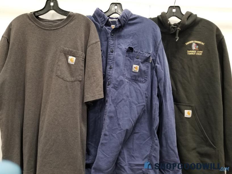 Used Various Carhartt Men's Shirts/hoodies (Large,xl) Lot Of 3 ...