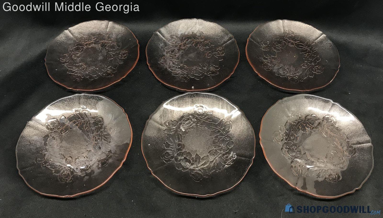 Rose Embossed Depression Glass Side Plates - shopgoodwill.com