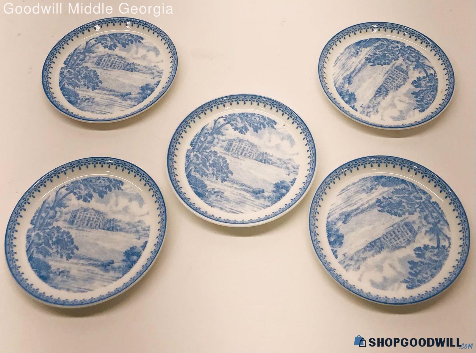 4 Tiny Wedgewood Blue & White Etruria Hall Plates | ShopGoodwill.com