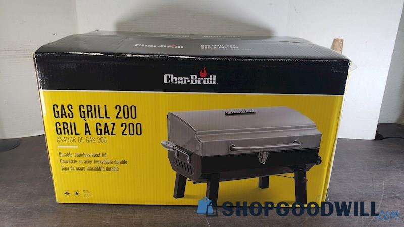 Nib Char Broil Gas Grill 200 465640214 Stainless Portable Tabletop With Lid 5421