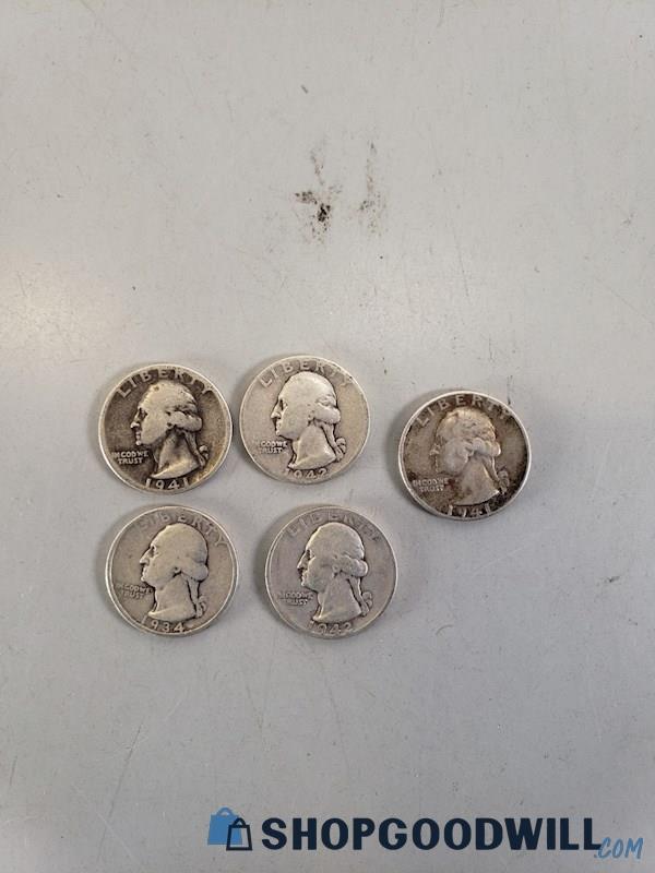 925 Silver Quarter Coins Lot 305g