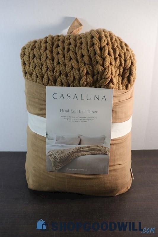 CASALUNA Brown HandKnit Bed Throw SZ 50 x 70" SEALED