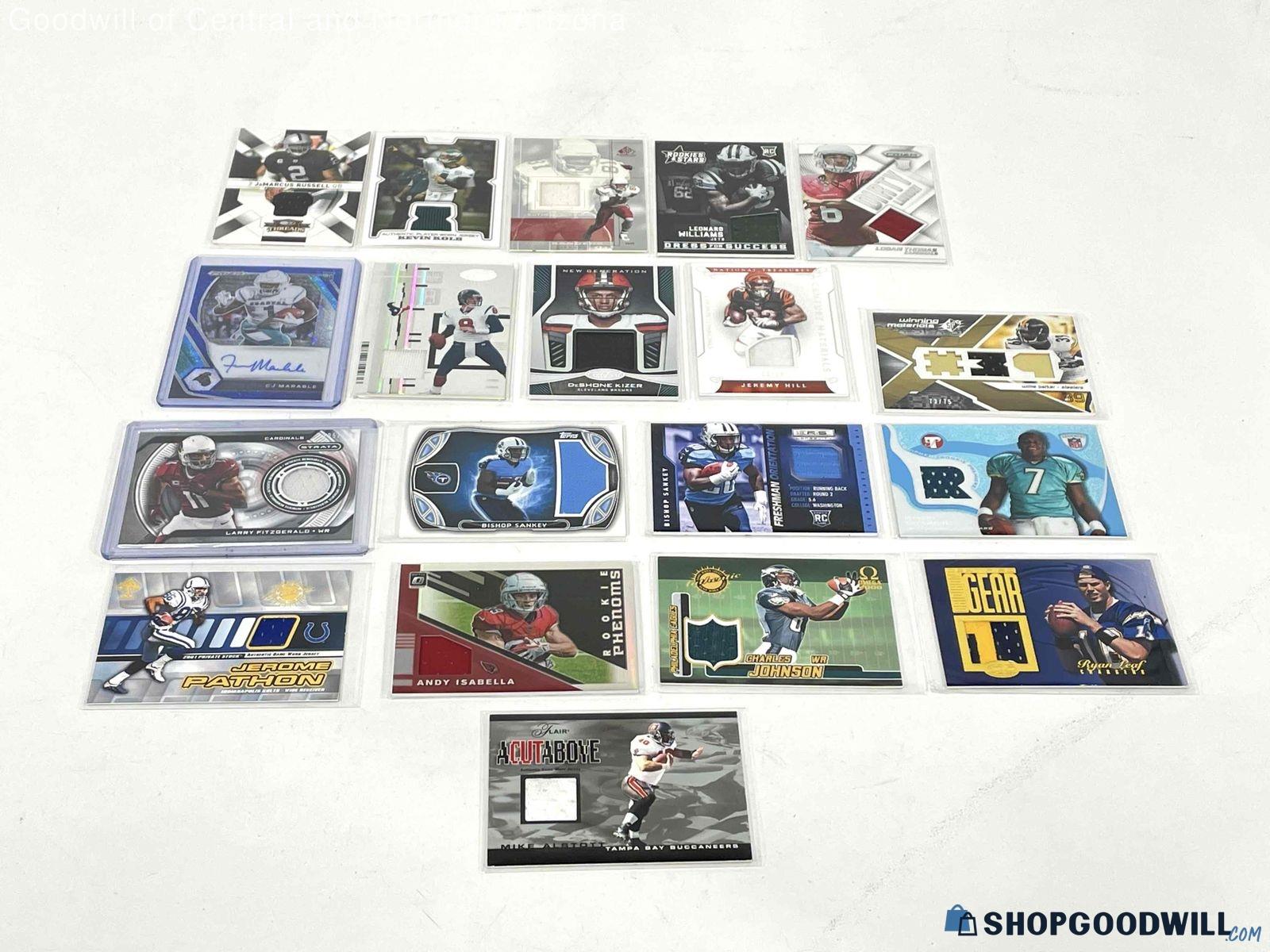 Lot of 19 Assorted Game Used Football Jersey Cards