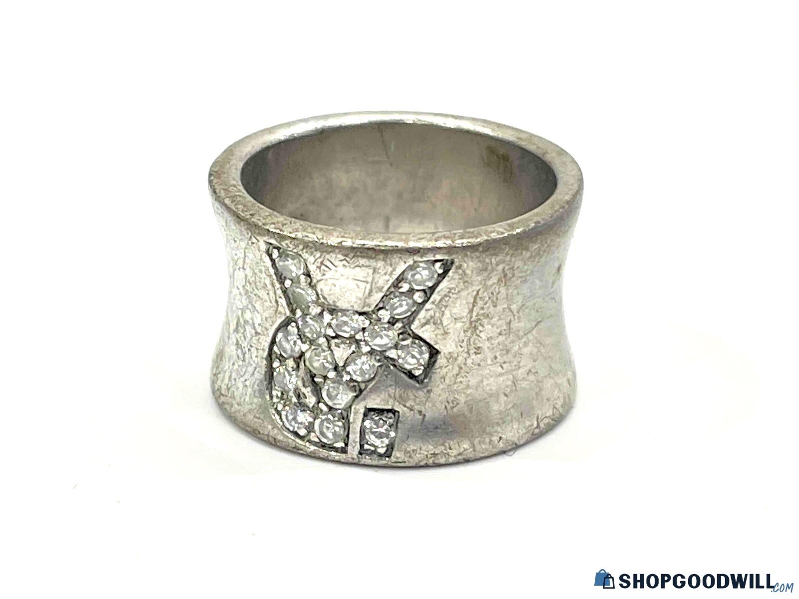 925 Silver Yves Saint Laurent Rhinestone Ring Sz 4 - shopgoodwill.com