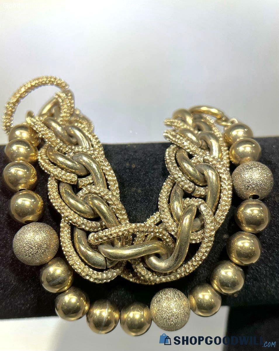 Trendy D & G Gold Tone Mixed Metals Chain Bracelet 93.32g ...