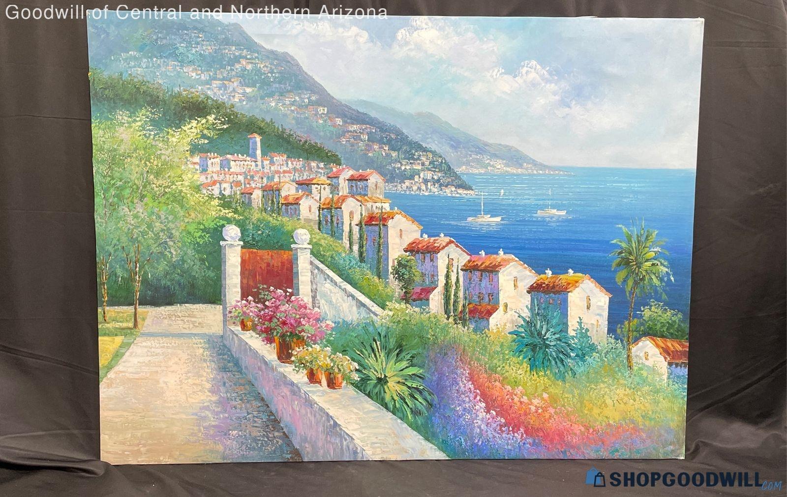 Large Original Mediterranean Landscape Painting On Canvas 48