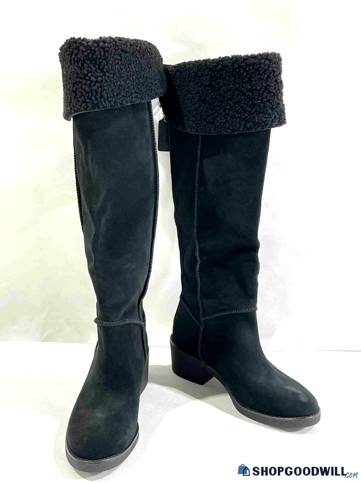 COACH Knee High Leather & Sheep Fur Boots Size 7B - shopgoodwill.com
