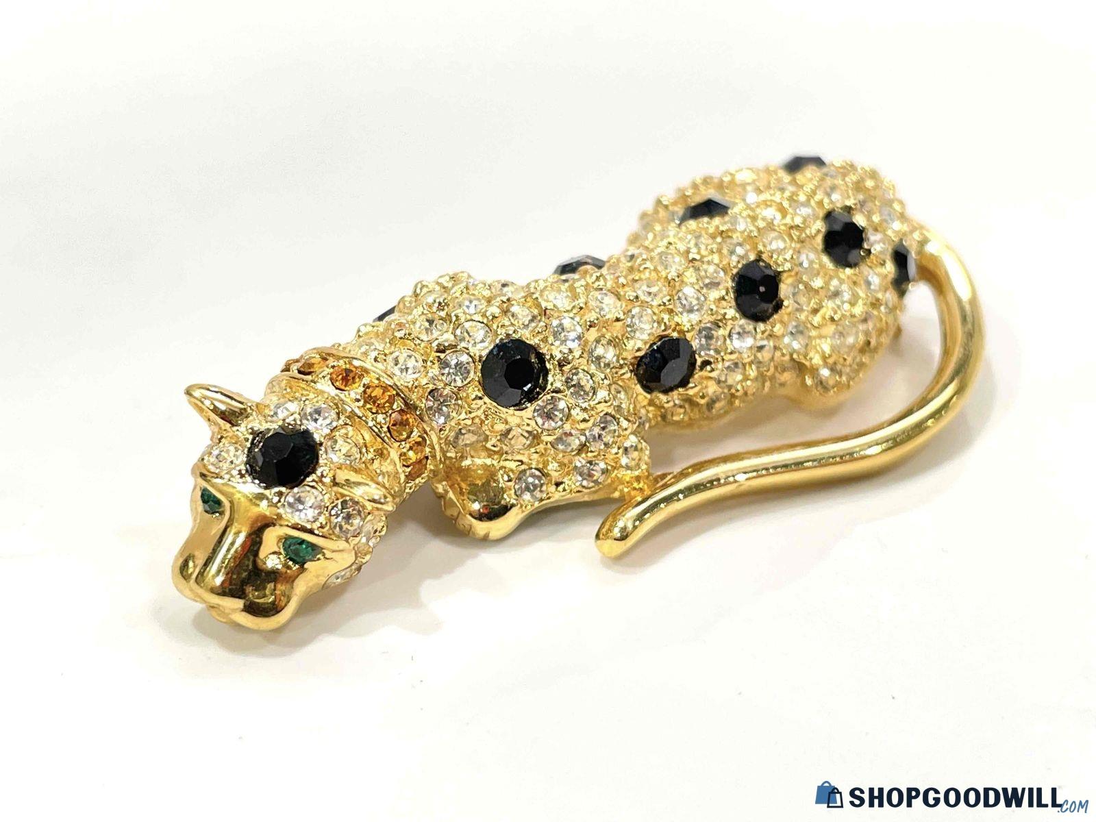 Designer Giorgio Armani Leopard Rhinestone Brooch 24.27g - shopgoodwill.com