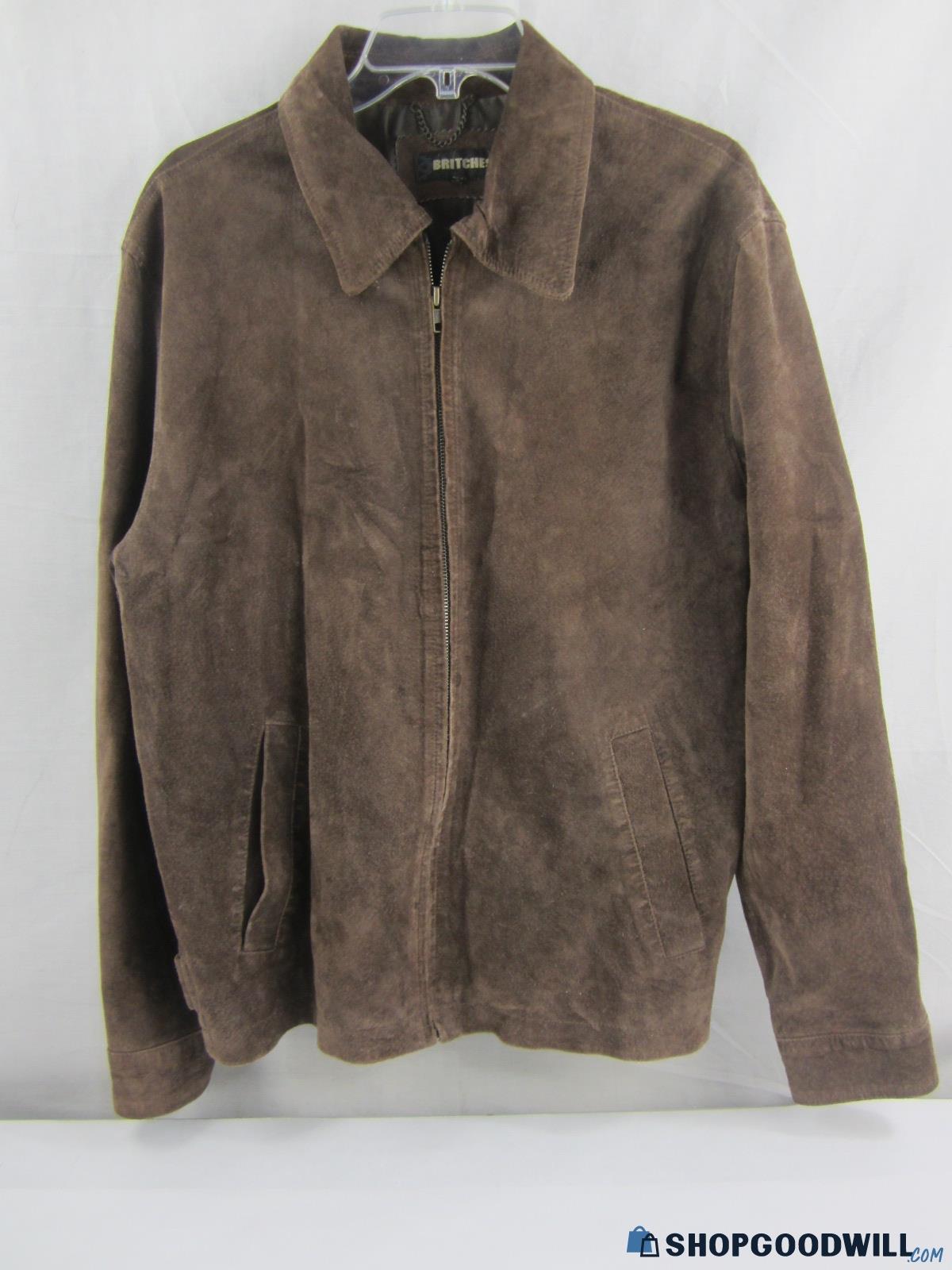 Britches Brown Leather Jacket Sz. M - shopgoodwill.com