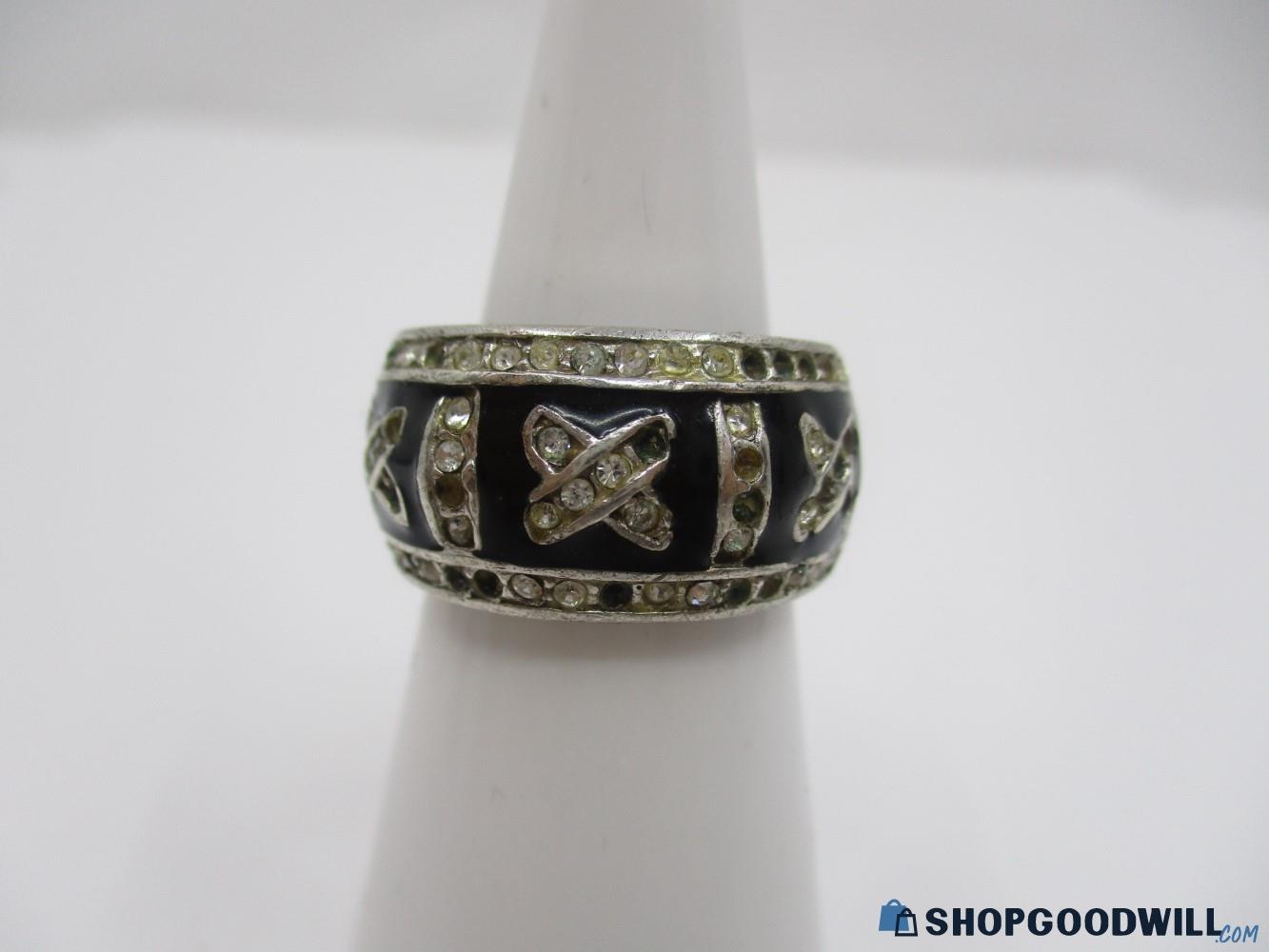 Silver Ring W Black Enamel Shopgoodwill Com