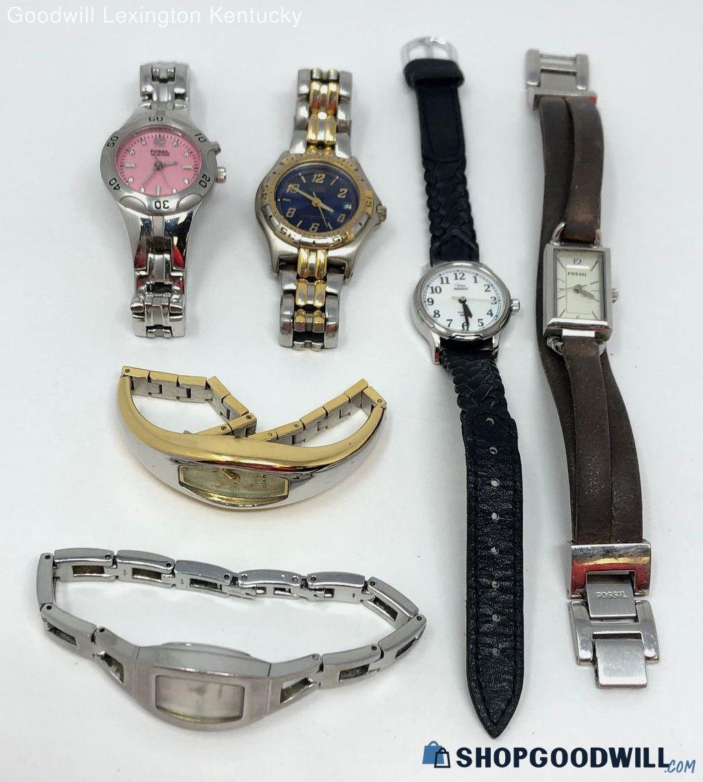 6 Designer Watches/fossil, Guess, Timex, Nine West | ShopGoodwill.com