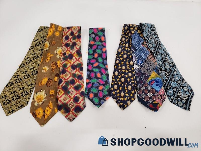 Lot of 7 BRIONI Men's Silk Ties Assorted Prints - shopgoodwill.com