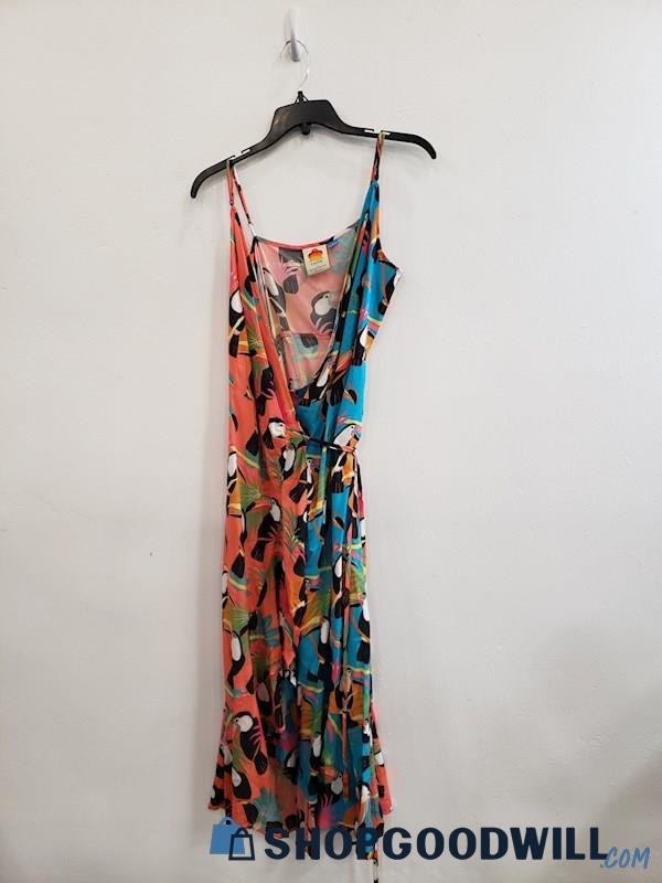 Farm Rio For Amthropologie Tucan Wrap Dress Size Medium | ShopGoodwill.com