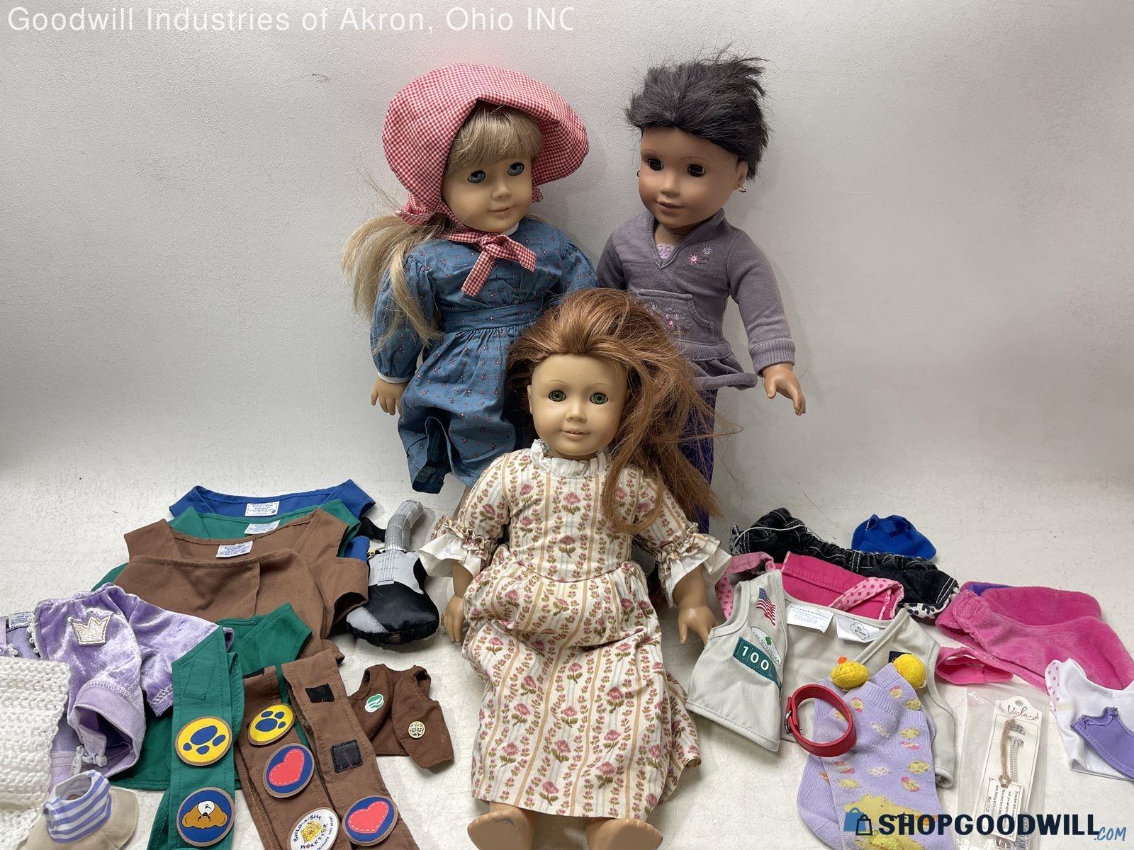 Vintage American Girl Dolls (3) w/Build A Bear Clothing