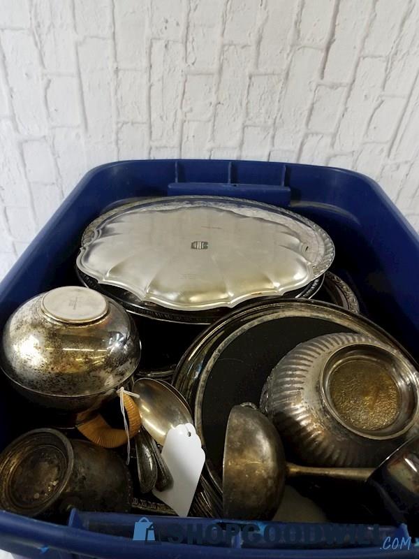 Pound Lot Of Silver Tone Plate Items Shopgoodwill Com