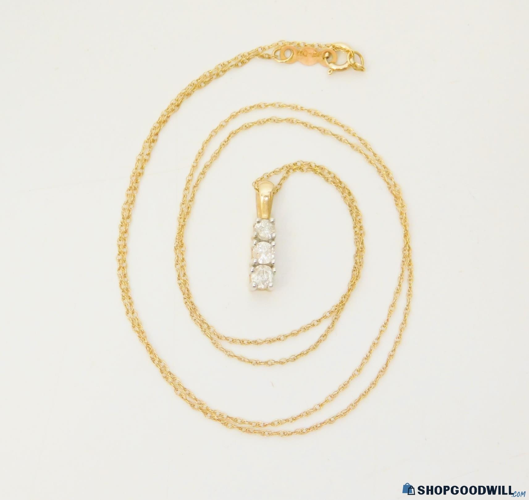 10K Gold 0.28CTTW Diamond Pendant Necklace 1.2g - shopgoodwill.com