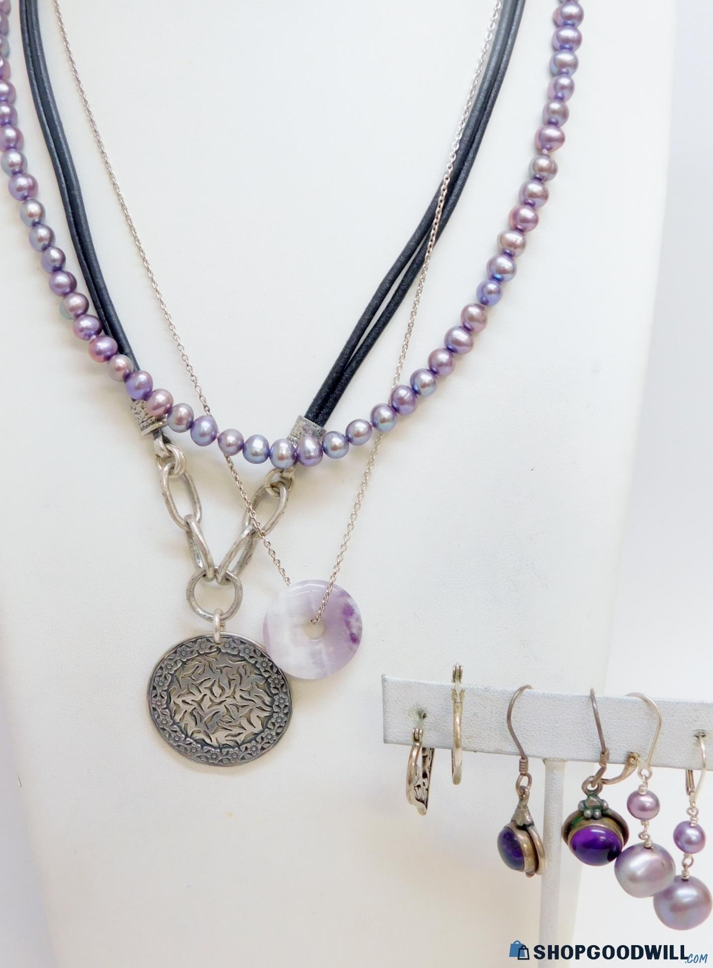 Silpada and Artisan 925 Amethyst and Pearl Jewelry - shopgoodwill.com