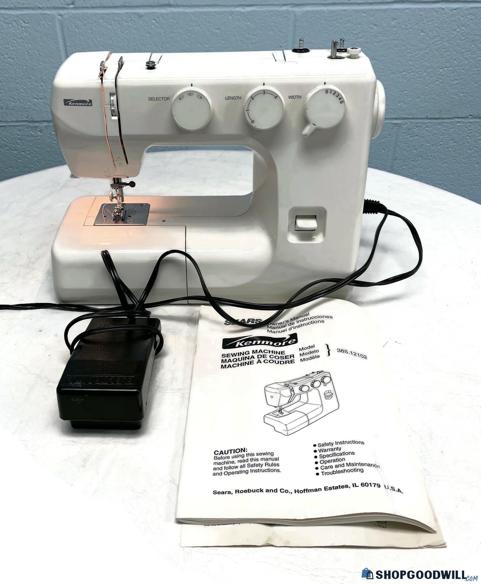 Sears Kenmore Model 385.12102990 Portable Sewing Machine, White, W ...