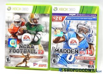 Ncaa Football 13 With Madden 13 Xbox 360 Case And Disk Disc
