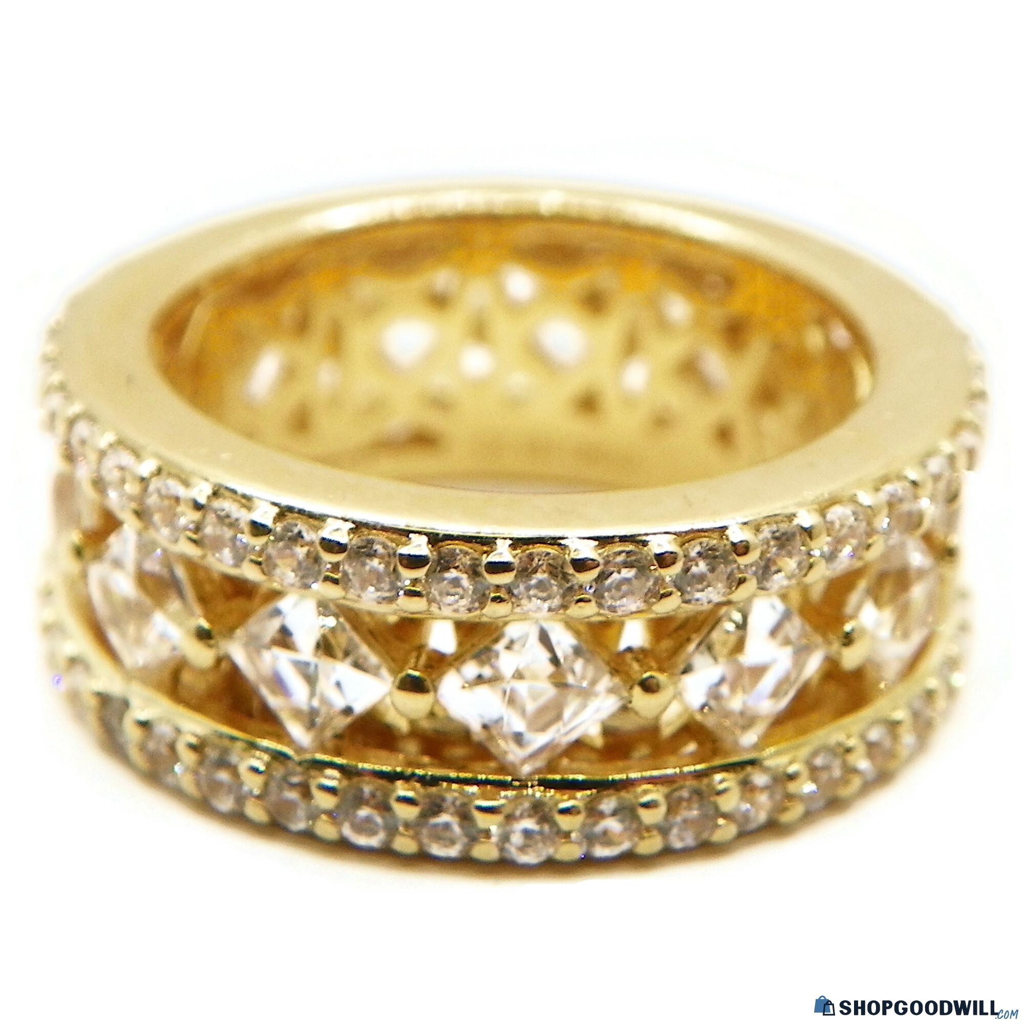 8.2g 925 14k Gold Vermeil Tycoon Designer Cz Eternity Ring Size 10 ...