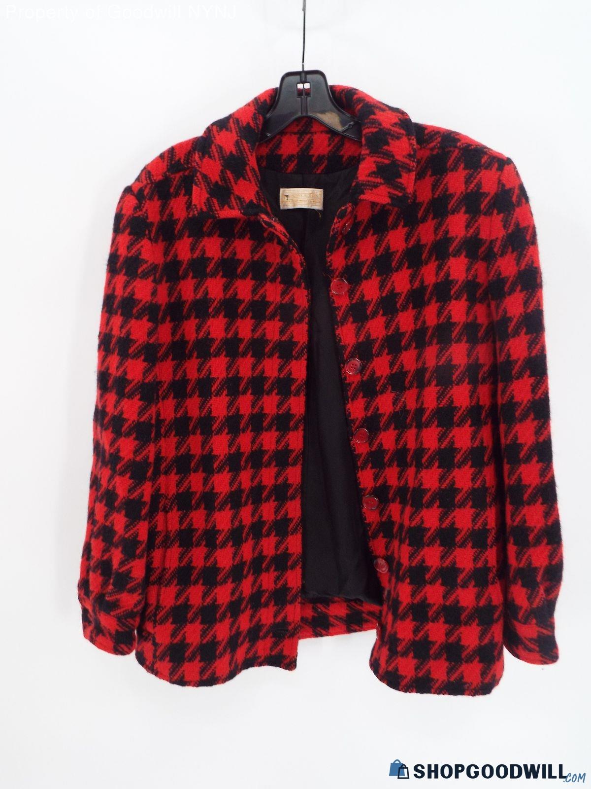 Pendleton Women's Red Houndtooth Wool Coat Size 8 | ShopGoodwill.com