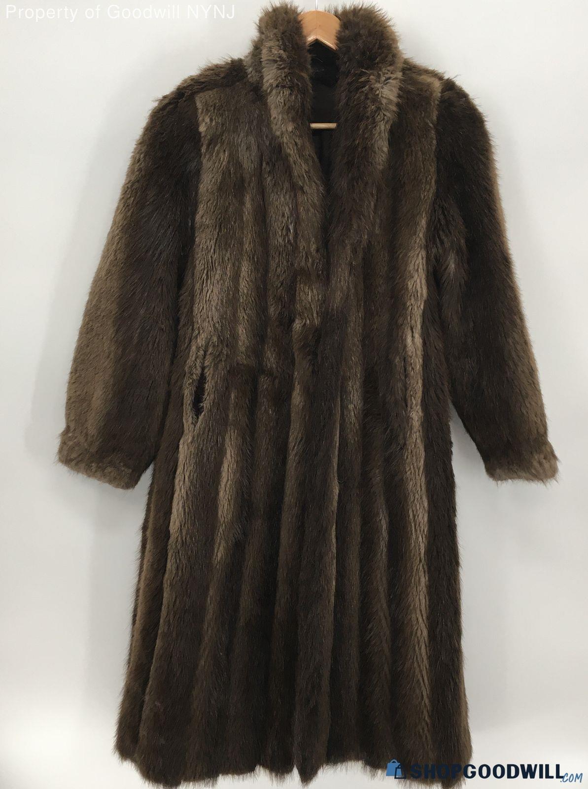 Women's Brown Full Length Fur Coat , Made In Canada | ShopGoodwill.com