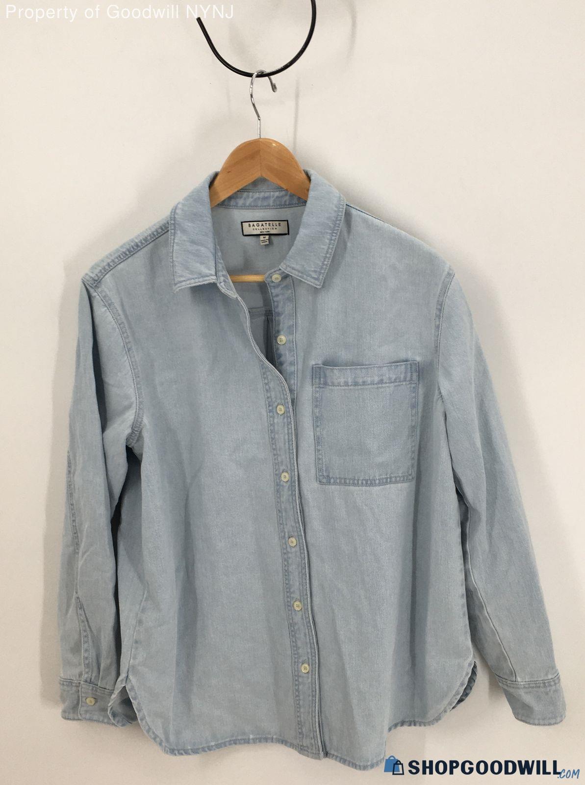 Bagatelle Women's Denim Button Up Shirt-light Blue-sz Medium ...