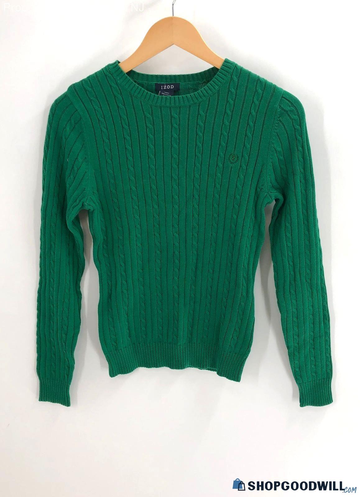 Izod Women's Cotton Cable Knit Sweater Green Size Extra Small W/ Tags ...