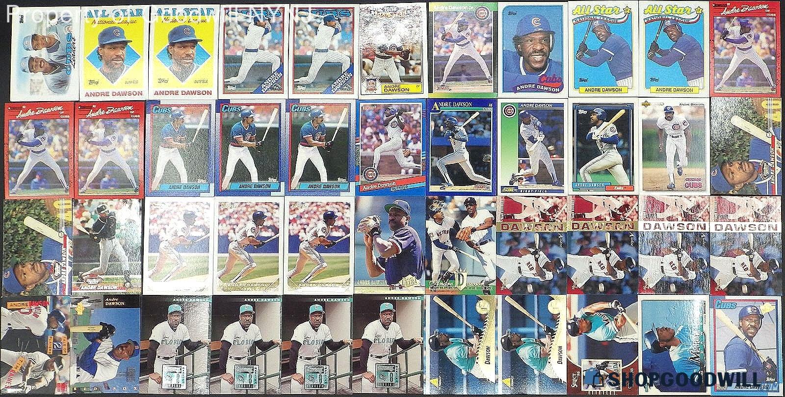 44 Vintage Mlb Hall Of Famer Andre Dawson Trading Cards 88-96, 05 ...