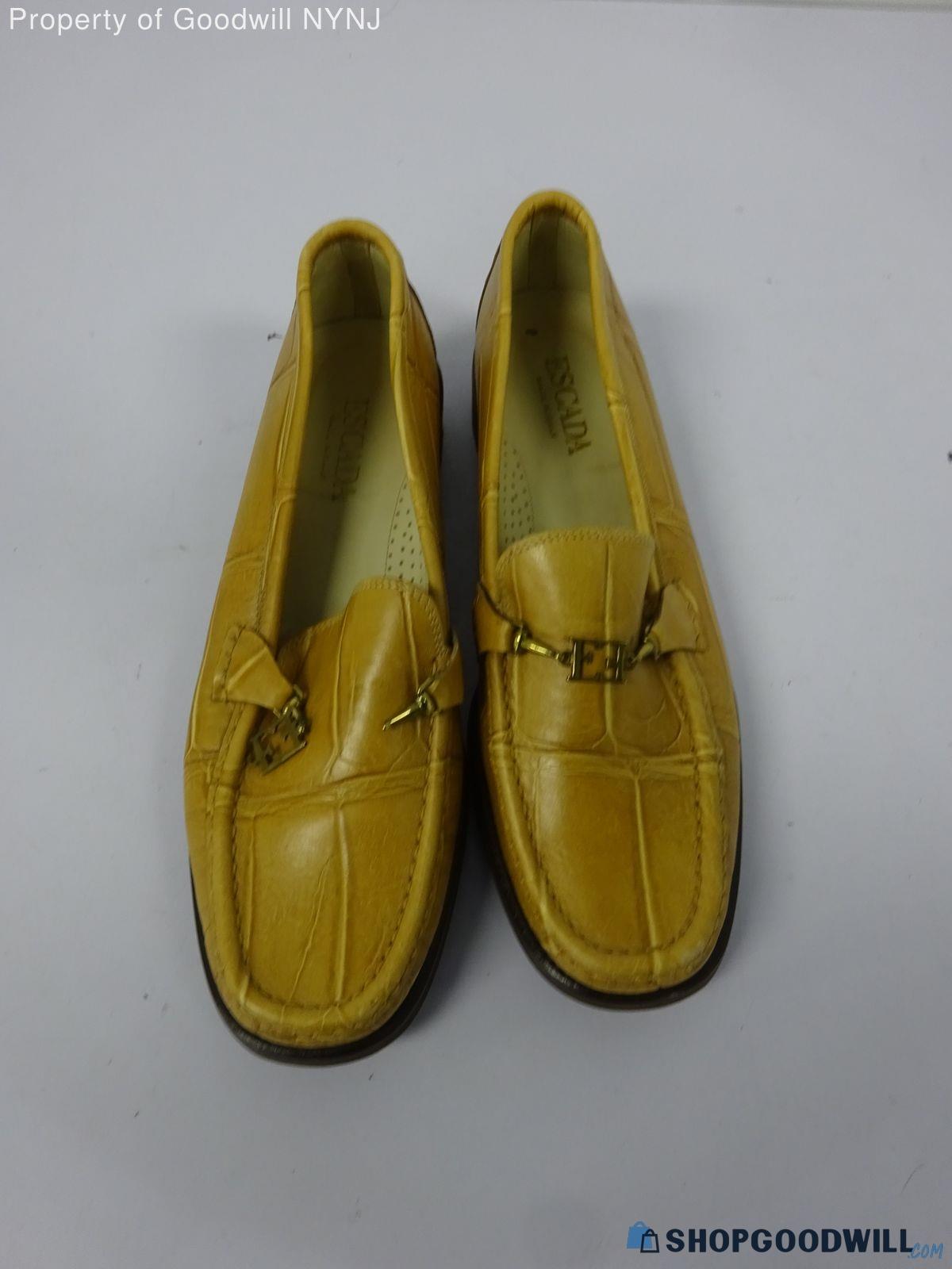 Escada Women's Wheat Leather Croc Embossed Loafers Sz 38.5 ...