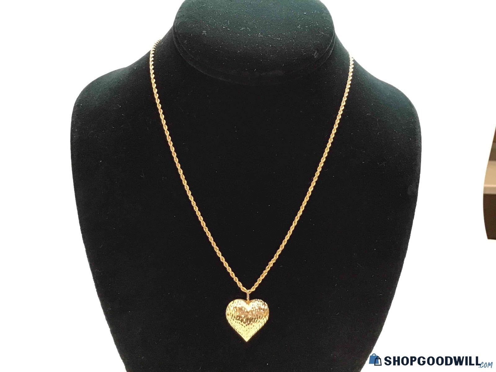 14K Gold Rope Chain with Heart Pendant 7.1g - shopgoodwill.com
