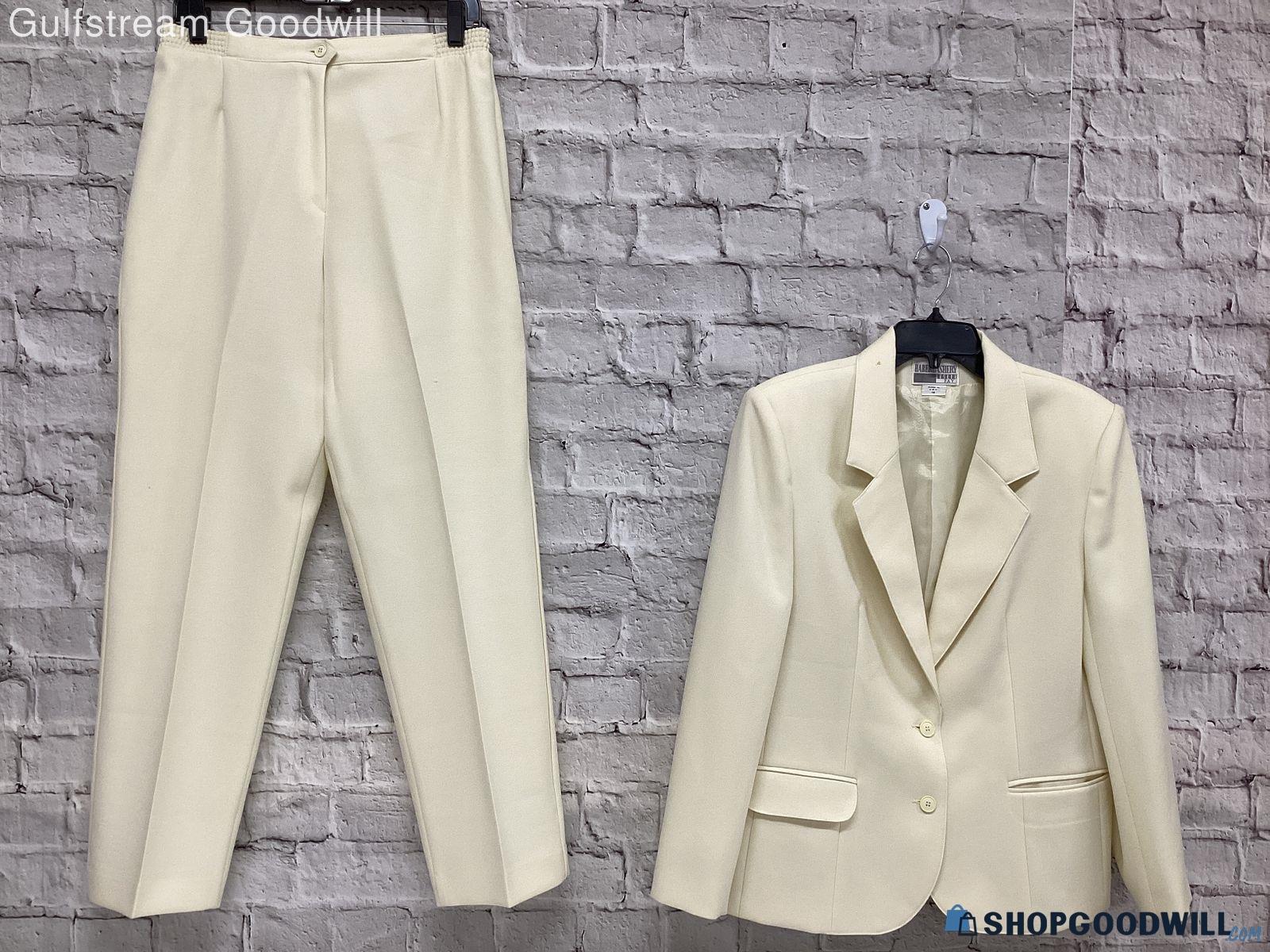 Vtg Leslie Fay Haberdashery Womens Ivory 2 Pcs Blazer & Pants Suit Set ...