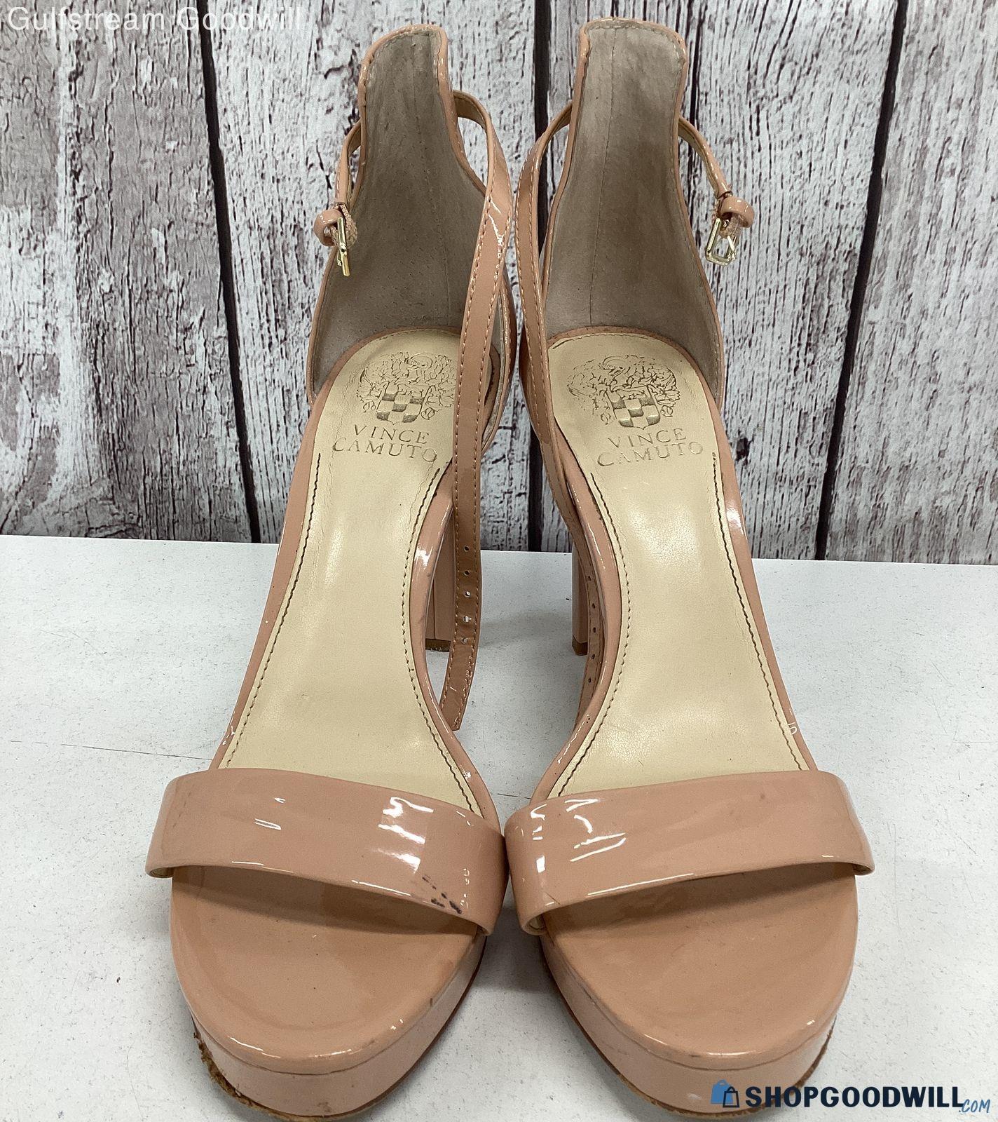 Vince Camuto Womens Balindia Nude Beige Leather Stiletto Platform Heels Size 8m 5503